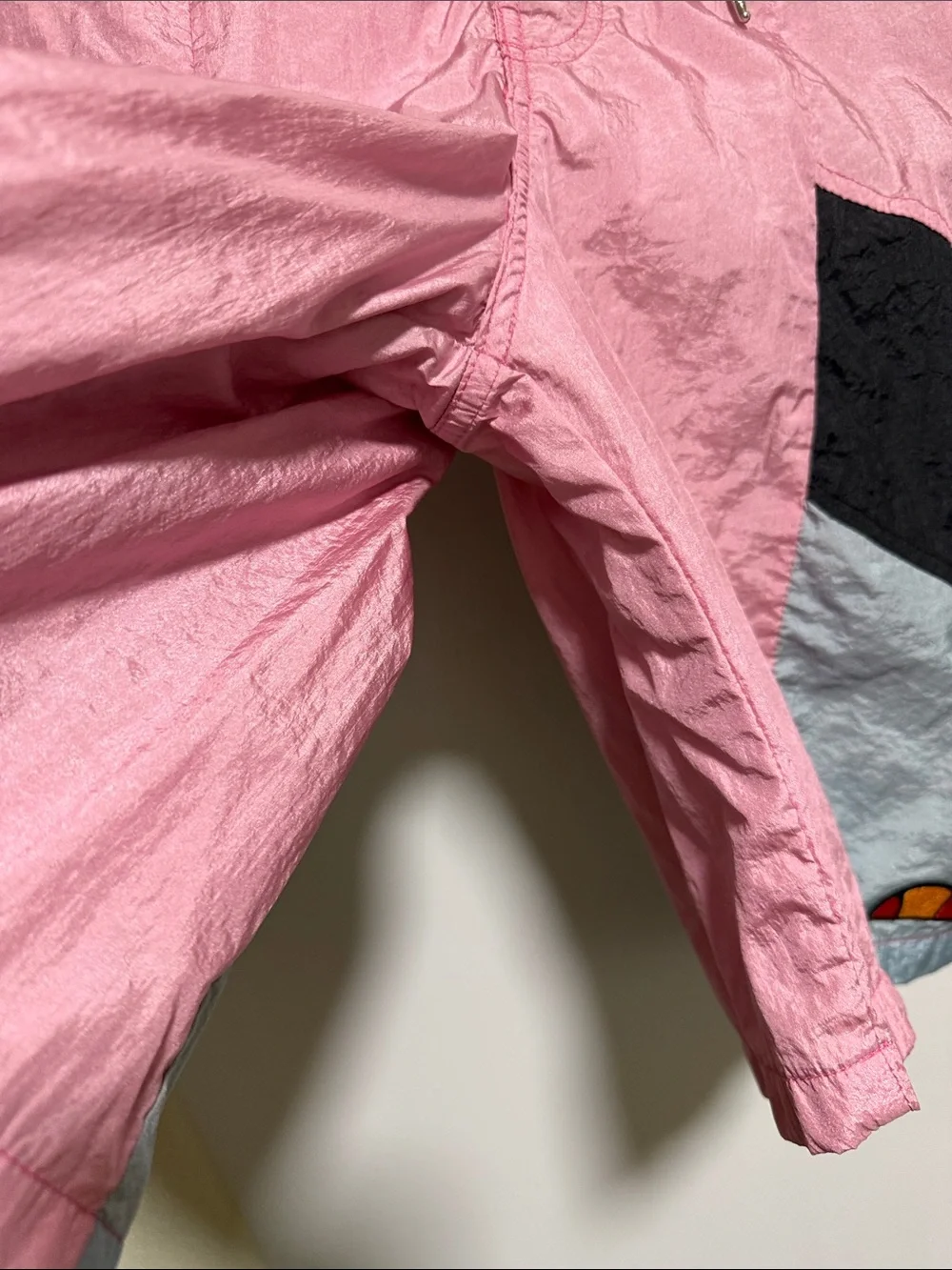 ellesse Mens Pink Colorblock Swim Trunks Retro Athletic Shorts Small